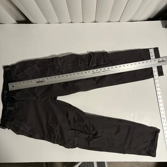 Abercrombie & Fitch Mens Loose Cargo Pants Faded Black 30x32 With Belt Utility - Picture 6 of 7